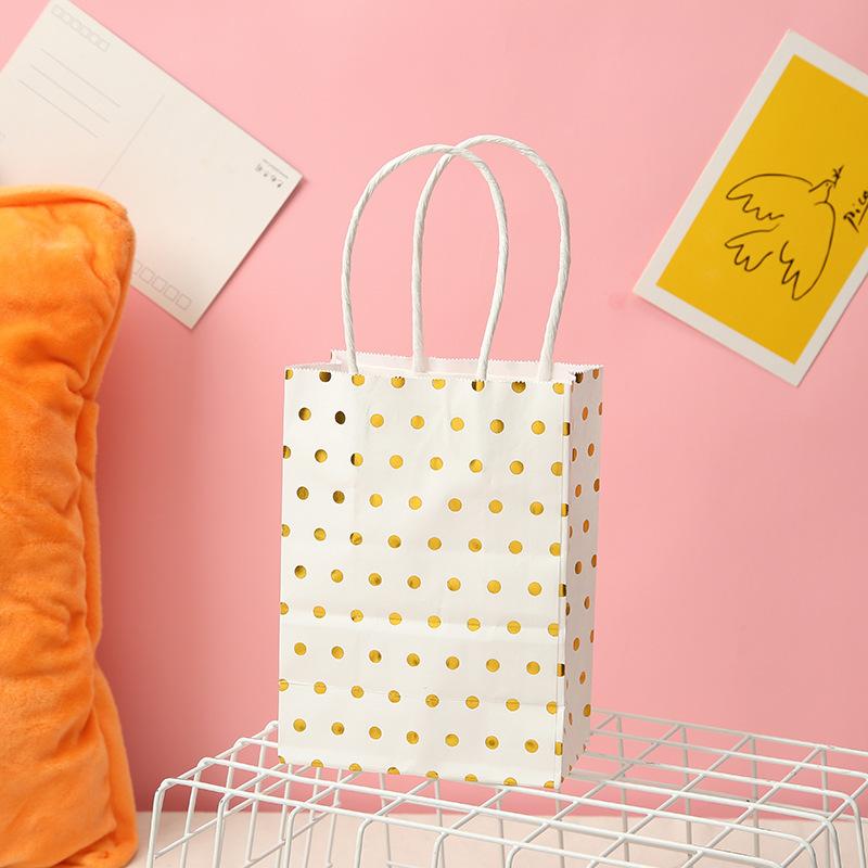 5 Pcs Dot Star Kraft Paper Bags with Handles Birthday Wedding Christmas Party Decoration Baby Shower New Year Gift Packaging