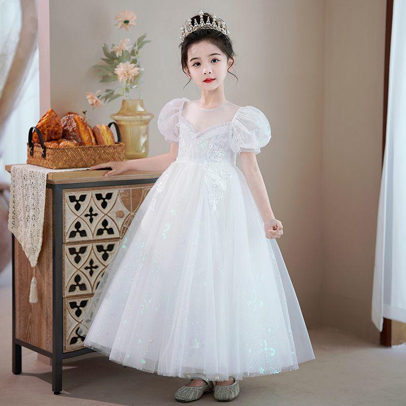 2025 Girls' Princess Flower Girl Dress: Long, High-End Gauze for June 1st Performance or Summer Events