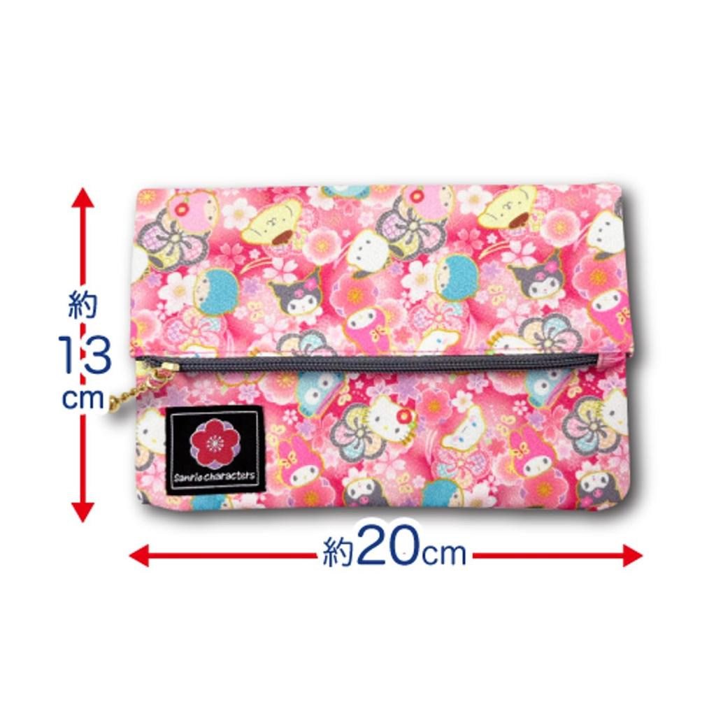 Hatayama Shoji Free Japanese Sanrio H13 X 33201927 Pouch, Pattern, Characters, Black, Approx. W20cm,