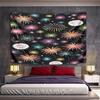 Colorful Fireworks On Black Background Pattern Wall Hanging Tapestry Decorative Tapestry Home Decor for Bedroom and Living Room