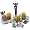 Halloween Scene Building Blocks MOC Cemetery Tombstone Mouse Pumpkin Car Vampire Throne Fireplace Bat Light Candle Toy Gift A040