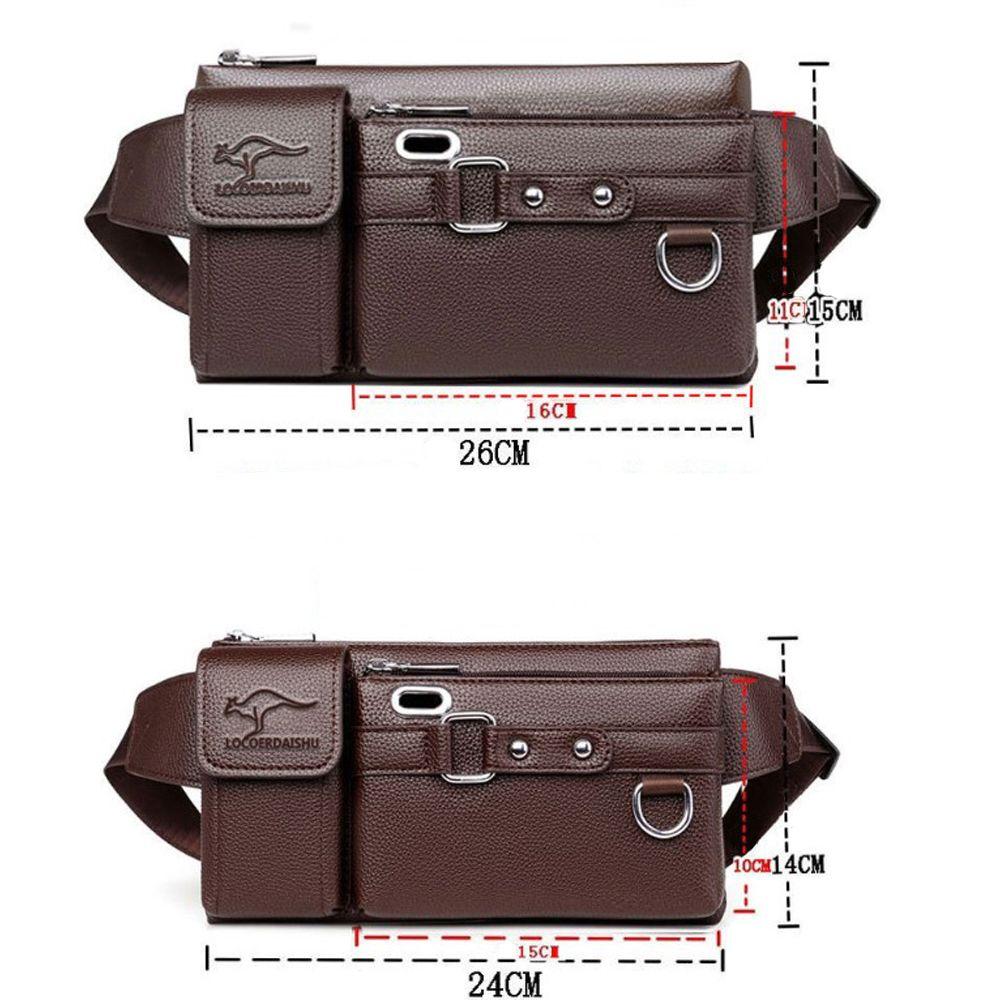 PU Leather Carry Case Purse Chest Bag Crossbody Bag Mens Belt Bag Phone Pouch Waist Packs