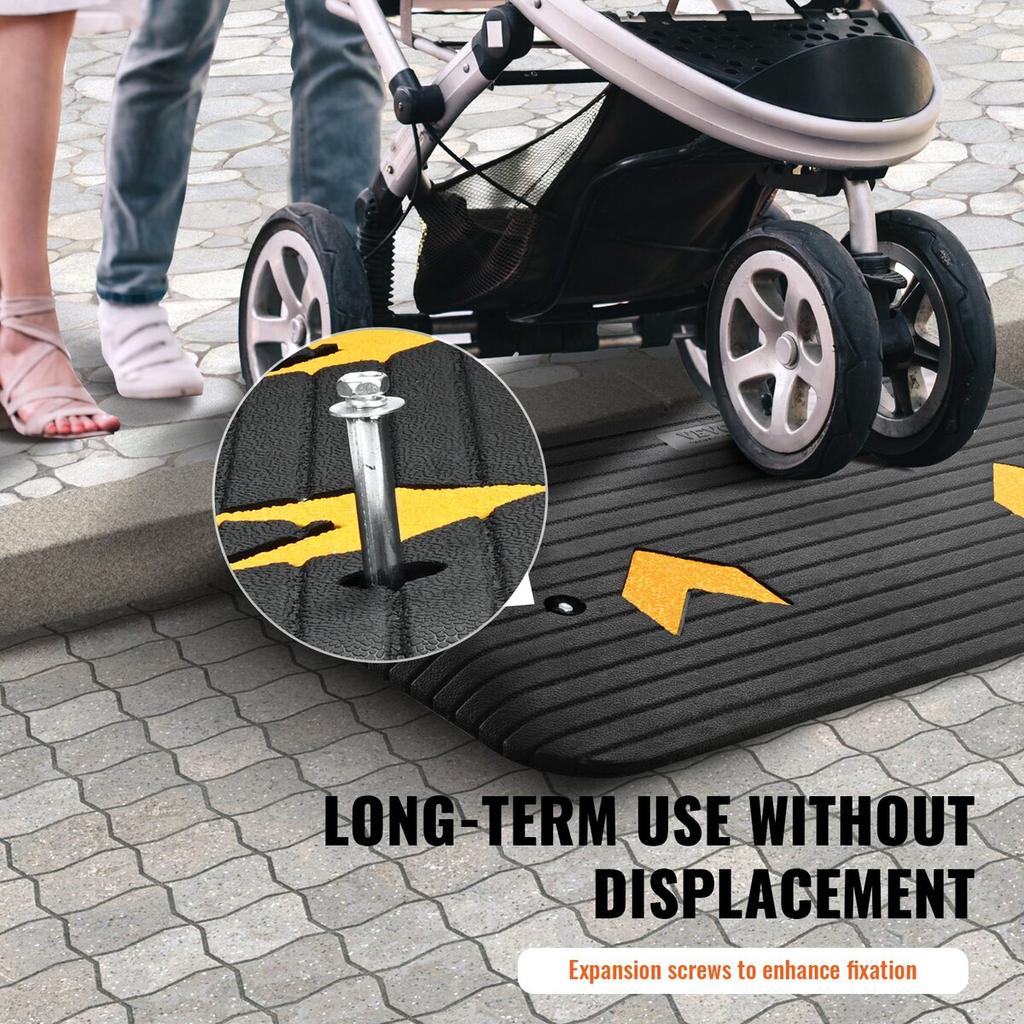 Upgraded Rubber Threshold Ramp, 3" Rise Door Ramp with 1 Channel, Natural Rubber Car Ramp with Non-Slip Textured Surface, 33069 lbs Load Capacity Curb