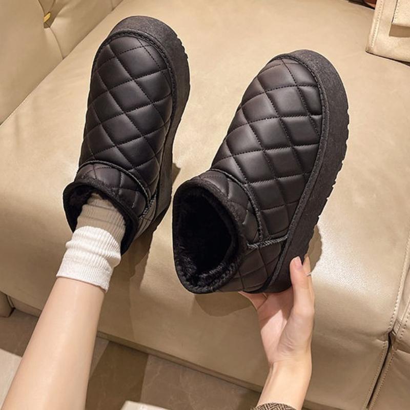 Fashion Leather Waterproof Platform Fleece-lined Women's Snow Boots Designer Luxury Fashion 2025 Winter Non Slip Round Toe Ladies Shoes