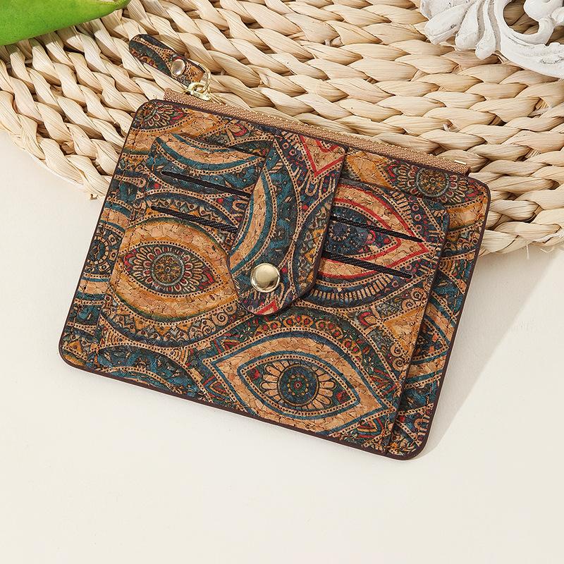 Retro Exquisite Multi-card Card Bag Portuguese Cork Ultra-thin and Ultra-light Zipper Small Wallet Change Bag