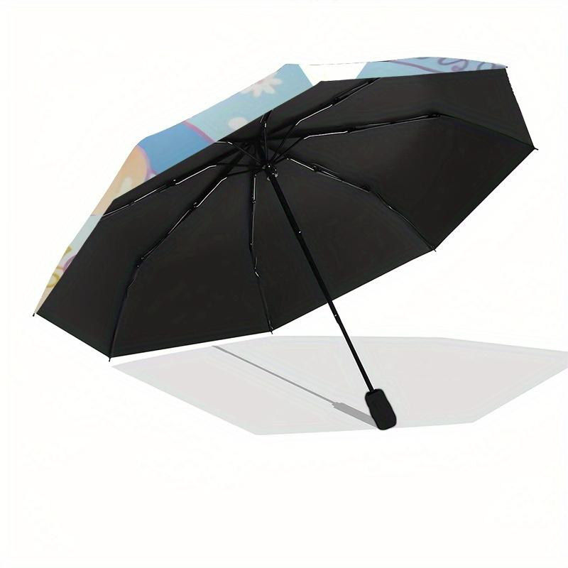 Sanrio Characters,Usahana Automatic Folding Umbrella Simple 8 Rib Design, Bright Cartoon Pattern, Durable Iron Frame, Suitable For Travel, O