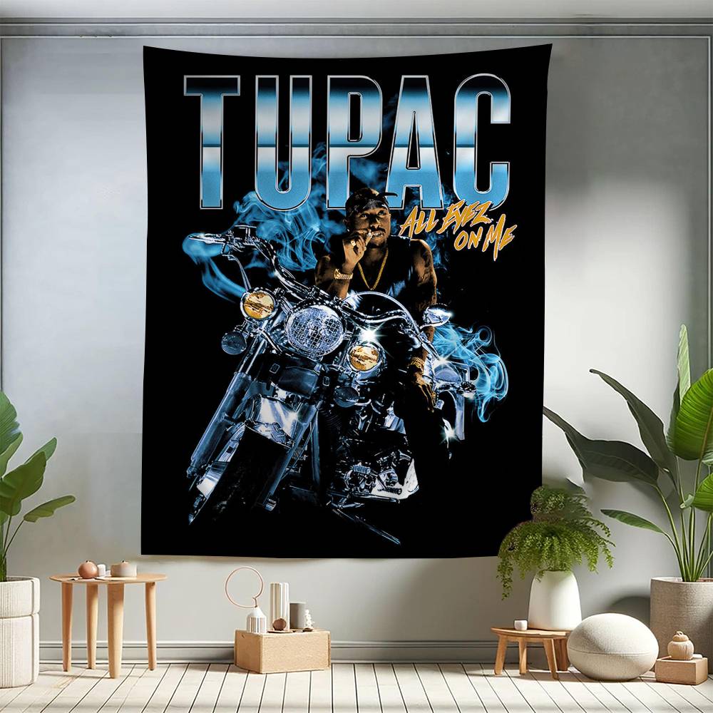 Rapper TTupac SShakur Cartoon Tapestry Art Science Fiction Room Home Decor Wall Hanging Sheets