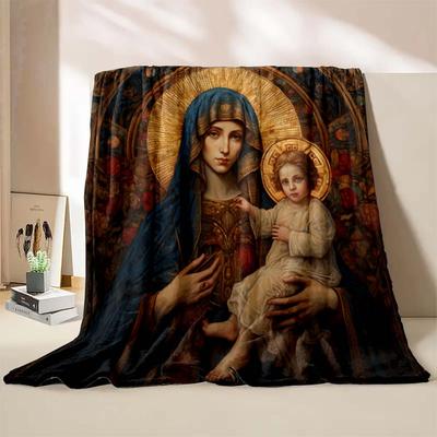 6 Sizes Virgin Maria Baby Jesus Pray Printed Blanket Soft and Comfortable Home Travel Blanket Adult and Child Warm Blanket