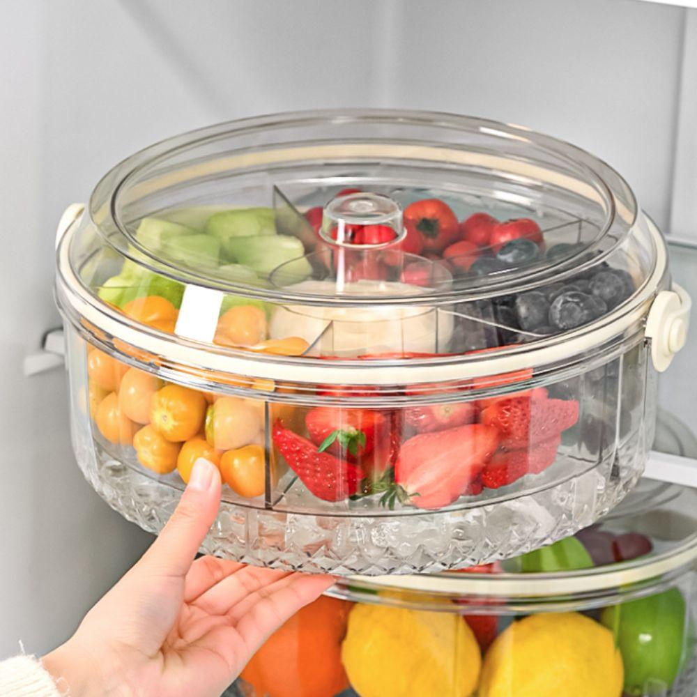 Divided Picnic Fruit Preservation Tray Foldable Handle Living Room Serving Tray  Outdoor