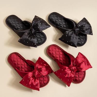 "Sweet Bow Wedding Slippers: Festive Unisex Couple Sandals"