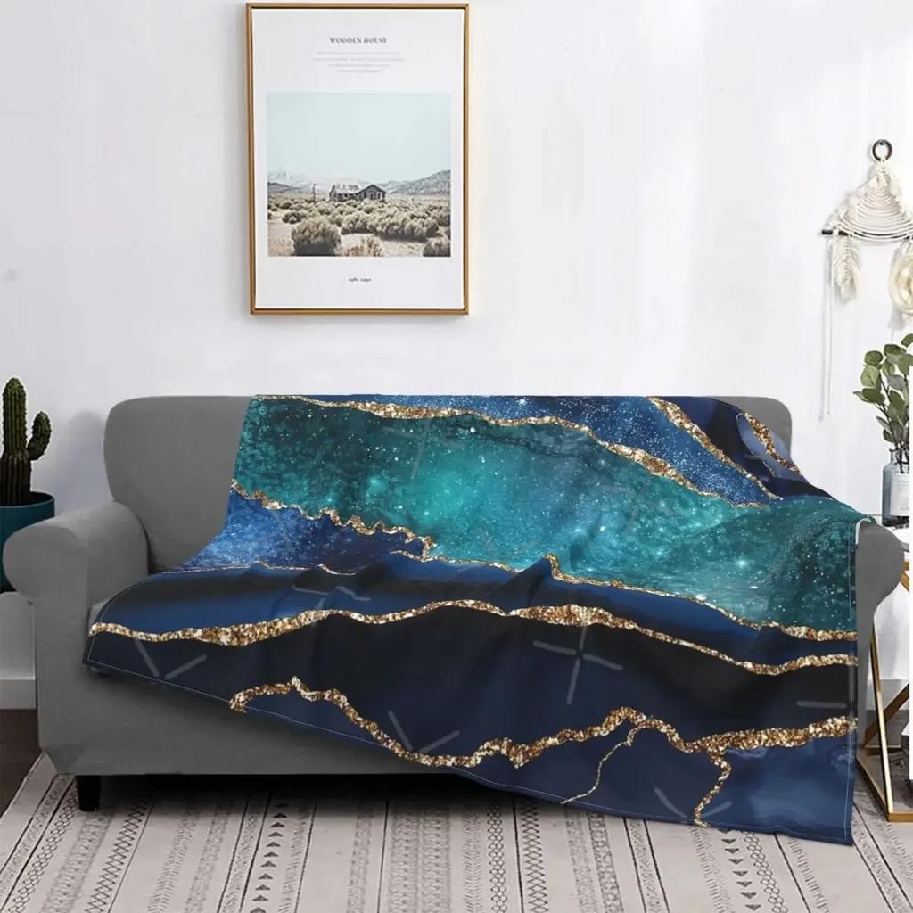 Glamour Milky Way Marble Galaxy Throw Blanket, Warm Cozy Soft Fuzzy Blankets Birthday Gifts, Fluffy Abstract Blanket for Winter