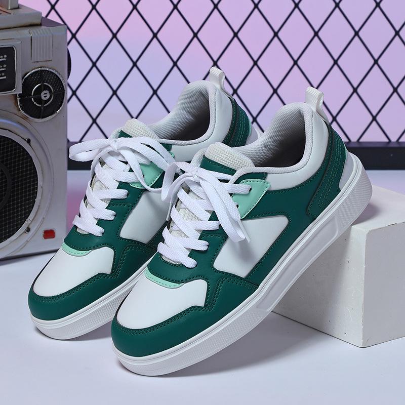 White Shoes PU Leather Board Shoes Women Breathable Casual Sneakers Men Lace-up Trendy Running Trainers Anti-slip Waterproof