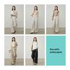 ESE-Y Women's Linen Blend Relaxed Wide-Leg Pants