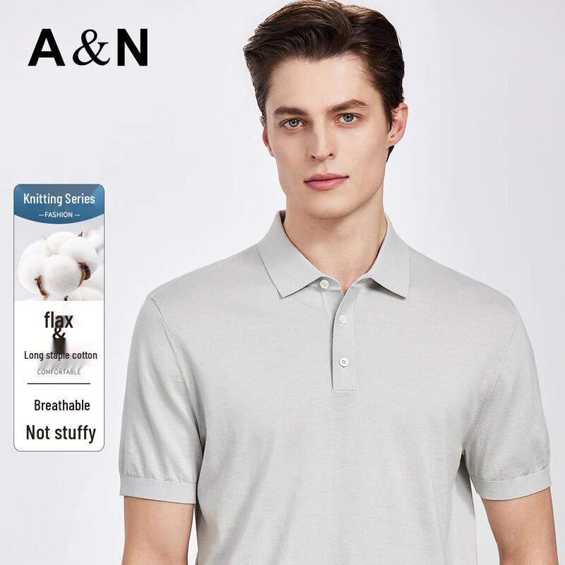 Men s Linen Blend Knitted Polo Shirt 52