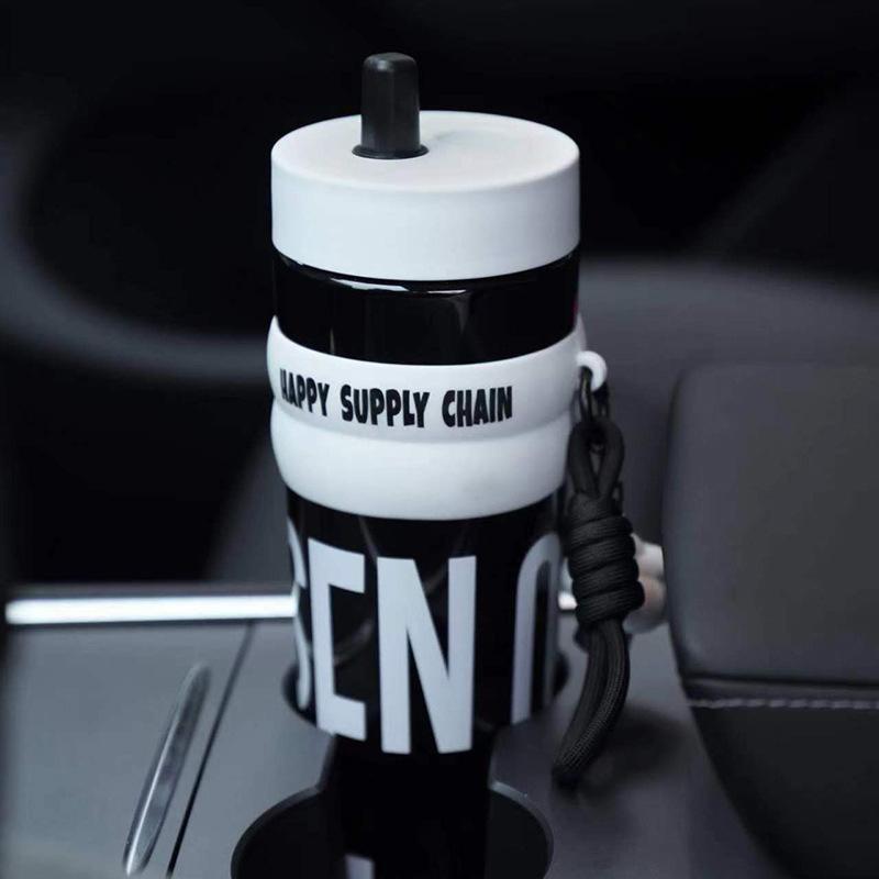 Straw Tumbler Travel Mug Leakproof Portable Cup For Coffee Tea Cold Drinks On-The-Go