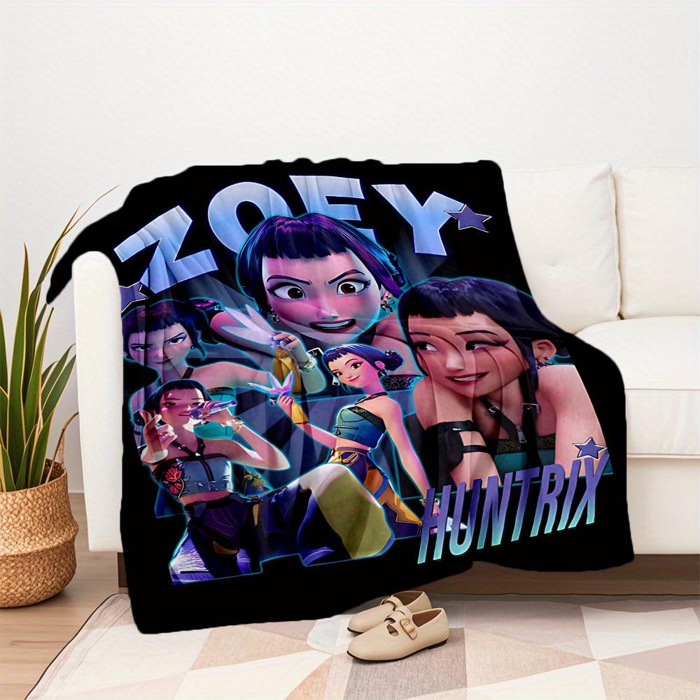 1Pc Zoey HUNTR/X Print Flannel Blanket, Comfortable for All Seasons, Home Decor, Warmth and Comfort, Perfect for Christmas Gifts821095