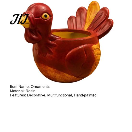 Decorative Storage Bowls for Keys Hand-painted Resin Turkey Ornament Thanksgiving, Autumn Harvest Desktop Trinket Holders Home Organizer, Creative