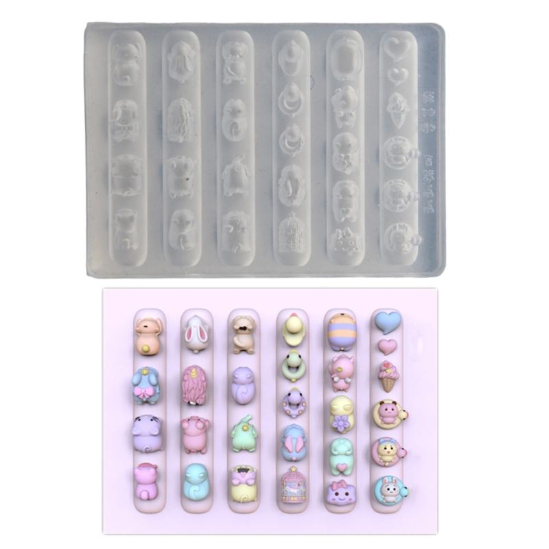 Силиконовые 3D формы для нейл-арта Маленький медведь Формы-шаблоны для нейл-арта Силиконовая текстура для косметологов и начинающих мастеров нейл-арта