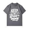 Men's 100% Cotton Crew Neck Short Sleeve T-Shirt, Keep On Dreaming Inspirational Letter Graphic Casual Soft Breathable Tee Top For Daily Wear