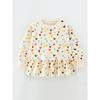 2025 Spring and Autumn New Style Girls' Sweatshirt Round Neck Hem Patchwork Full Print Spring Base Shirt Girls' Baby Clothes