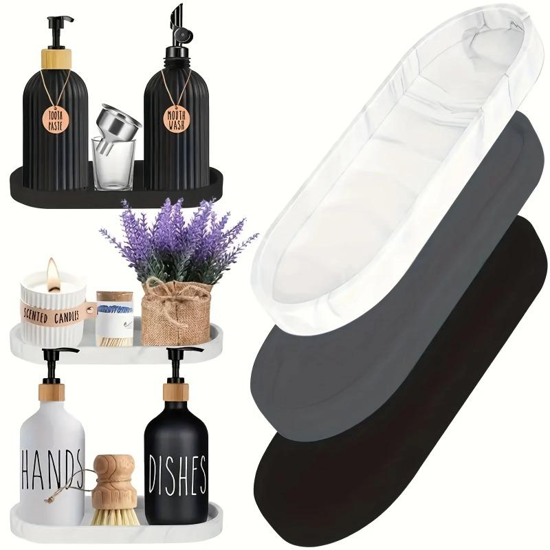 1 pièce Plateau de comptoir de salle de bain ovale en silicone 9,84 pouces (Environ. 25cm) Porte-savon de cuisine flexible
