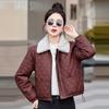 velvet leather jacket cotton-padded jacket new winter women's small leather cotton-padded jacket short thickened cotton-padded jacket