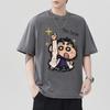 230g Heavy Wash Water Fried Snowflake Loose Cotton T-shirt Short Sleeve Thin Printed Short T-shirt