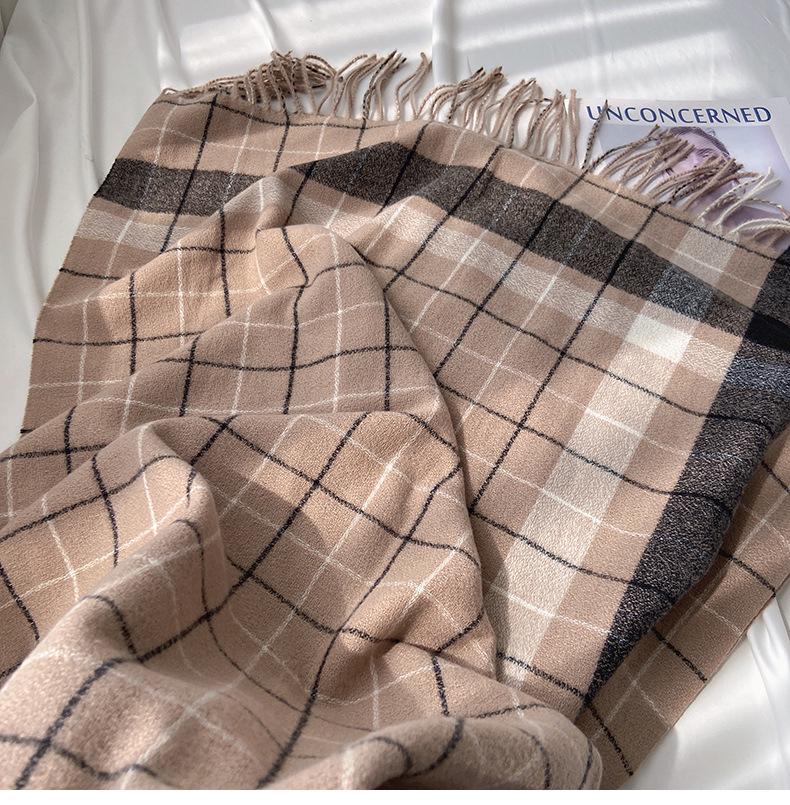 Klassischer Damen-Schal mit Karomuster - Imitation Kaschmir, Doppelt verwendbarer Nackenwärmer, Herbst/Winter 2023 Schal