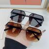Oversize Retro Double Bridges Polygon Square Metal Men Sunglasses Fashion Gradient  Trending Women Sun Glasses