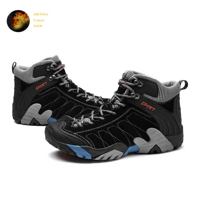 

Уличная синяя кожаная походная обувь, мужские треккинговые ботинки, мужская нескользящая обувь для альпинизма, мужская обувь высокого качества, Zapatos Hombre 38