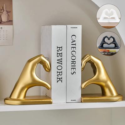 Love Gesture Bookend Golden Resin Ornament Shelves Study Living Room Desktop Decoration Originality Arts And Crafts Holder