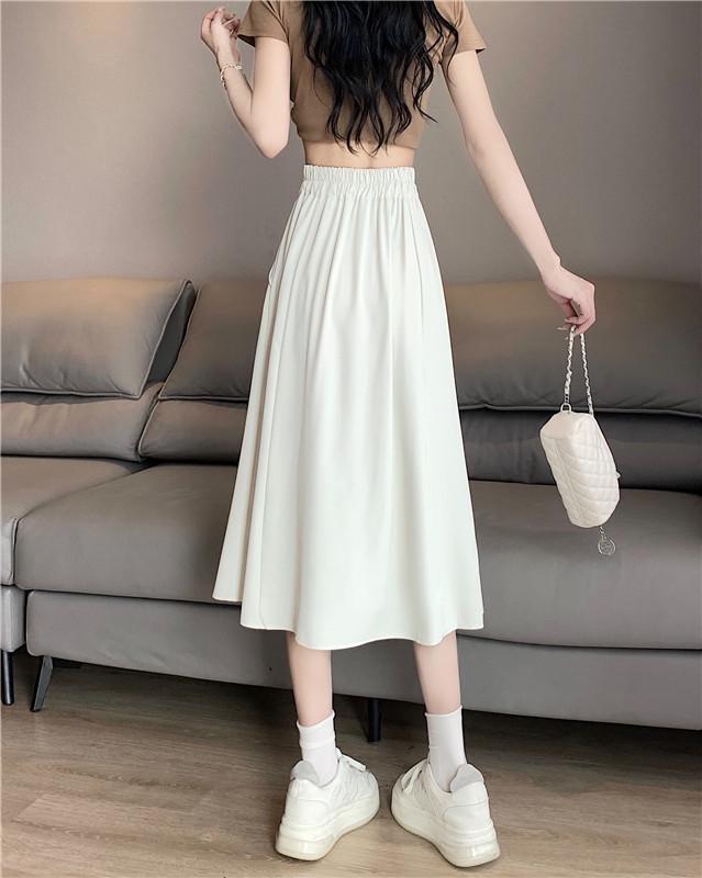 Plus Size High-Waisted A-Line Midi Skirt - New Style, Hip-Covering, Slimming Umbrella Design for Women