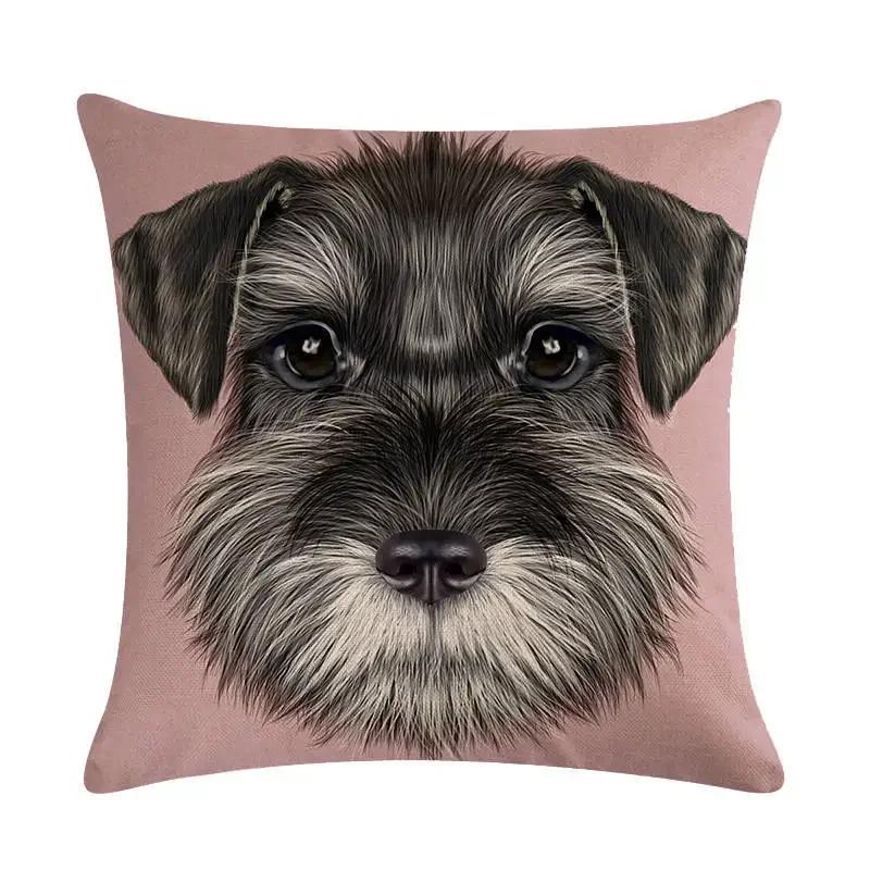 Cute Dog Cushion Cover Cartoon Pet Linen Pillow Cover Office Sofa Home Decoration Pillow Cover 45*45Cm