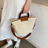 2025 Summer Weaving Straw Bags Casual Travel Beach Crossbody Bags Patchwork Top Handle Bags Beach Vacation Handbag