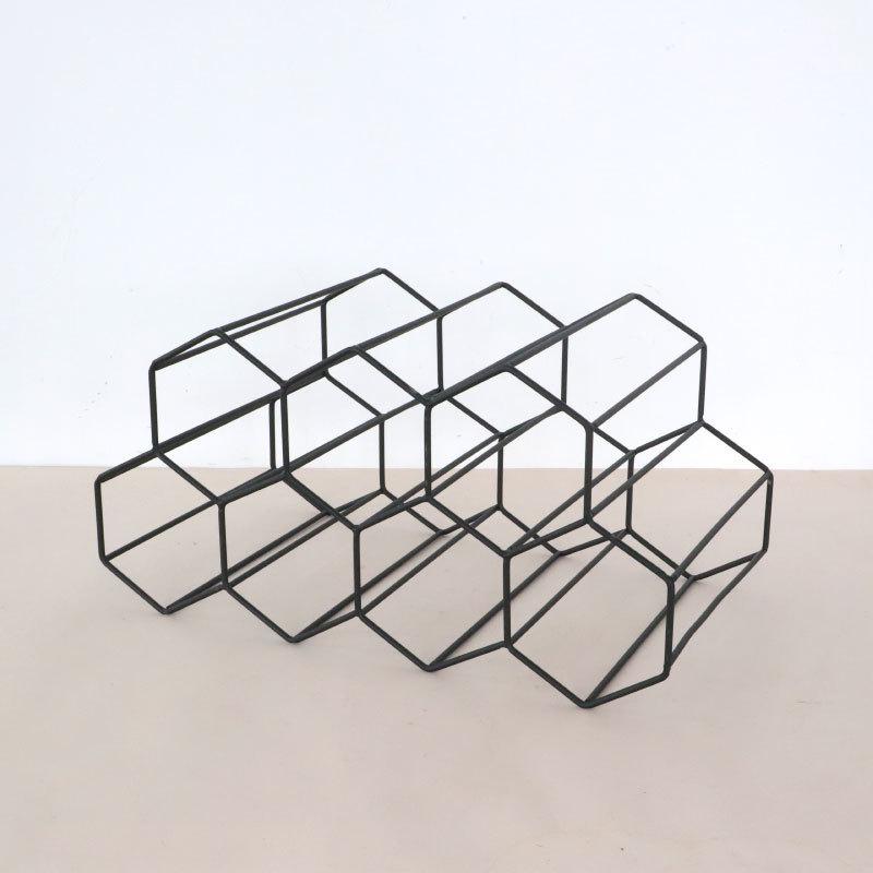 Nordic Black Iron Twotier Wine Holder With Seven Slots For Home Bar Organization