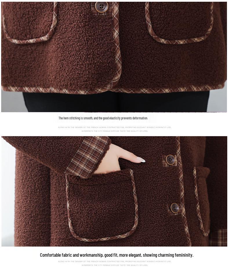 Plus Size Winter Sheepskin Fleece Jacket for Middle-Aged & Elderly Women