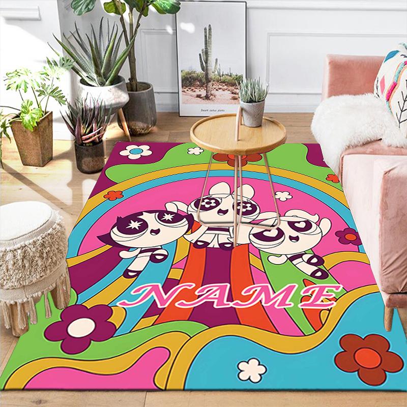 Custom 1Pc Powerpuff Girls Rainbow Rug Office Carpet Indoor Outdoor Entrance Doormat Nonslip Soft And Comfortable Living Room D491514