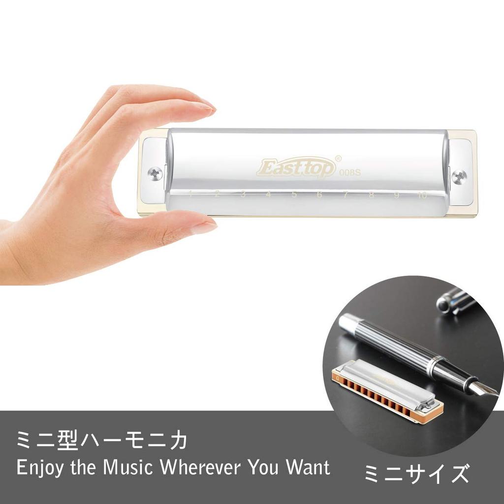 East top Mundharmonika Blues Mundharmonika 10 Loch Mundharmonika G Ton 10 Löcher 20 Töne Messingabdeckung Canvas Etui Reinigungstuch Professionelle diatonische Mundharmonika