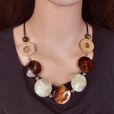 Boho Vintage Style Acrylic Handmade Geometric Pendant Necklace for Women - 1pc Fashion Jewelry Ideal for Christmas