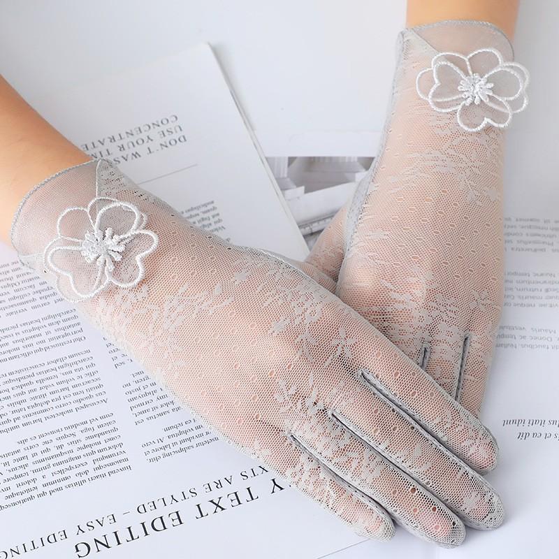 Women's Sunscreen Gloves Spring and Summer Thin Lace Touch Screen Gloves Driving Breathable Outdoor Shade Cycling Gloves