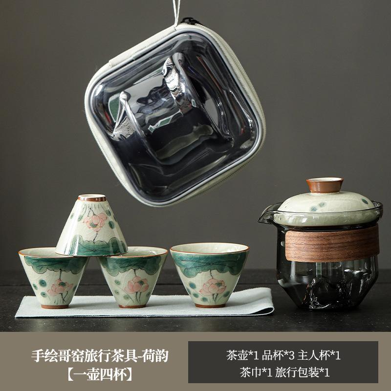 Hongyue Glass Covered Bowl Teacup Large Single Non-Hot Hand-Grasping Pot One Person Kung Fu Tea Set Underglaze Color Brewing Teapot