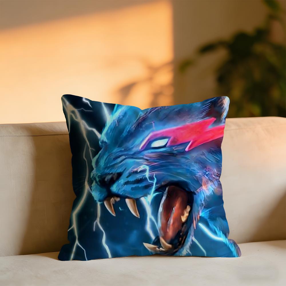 Game Blogger MrBeast Anime Cartoon Cushion Cover Cozy Velvet Throw PillowSoft Warm Cushion For Sofa Bed