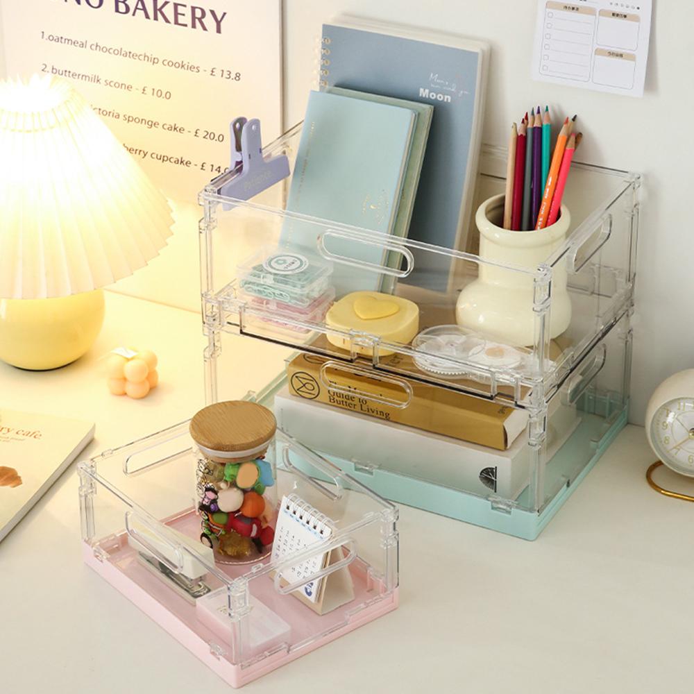 Transparent Desktop Cosmetic Storage Drawer Stackable Storage Box Acrylic Rack Sundries Snack Makeup Storage Basket Organizer