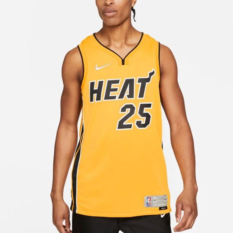 Nike NBA Polyester Sleeveless Fitted Mid-Impact Color-Block Basketball Jersey, Fan Edition, 2020-2021 Season, Miami Heat, Nunn No. 25 CN9934-719