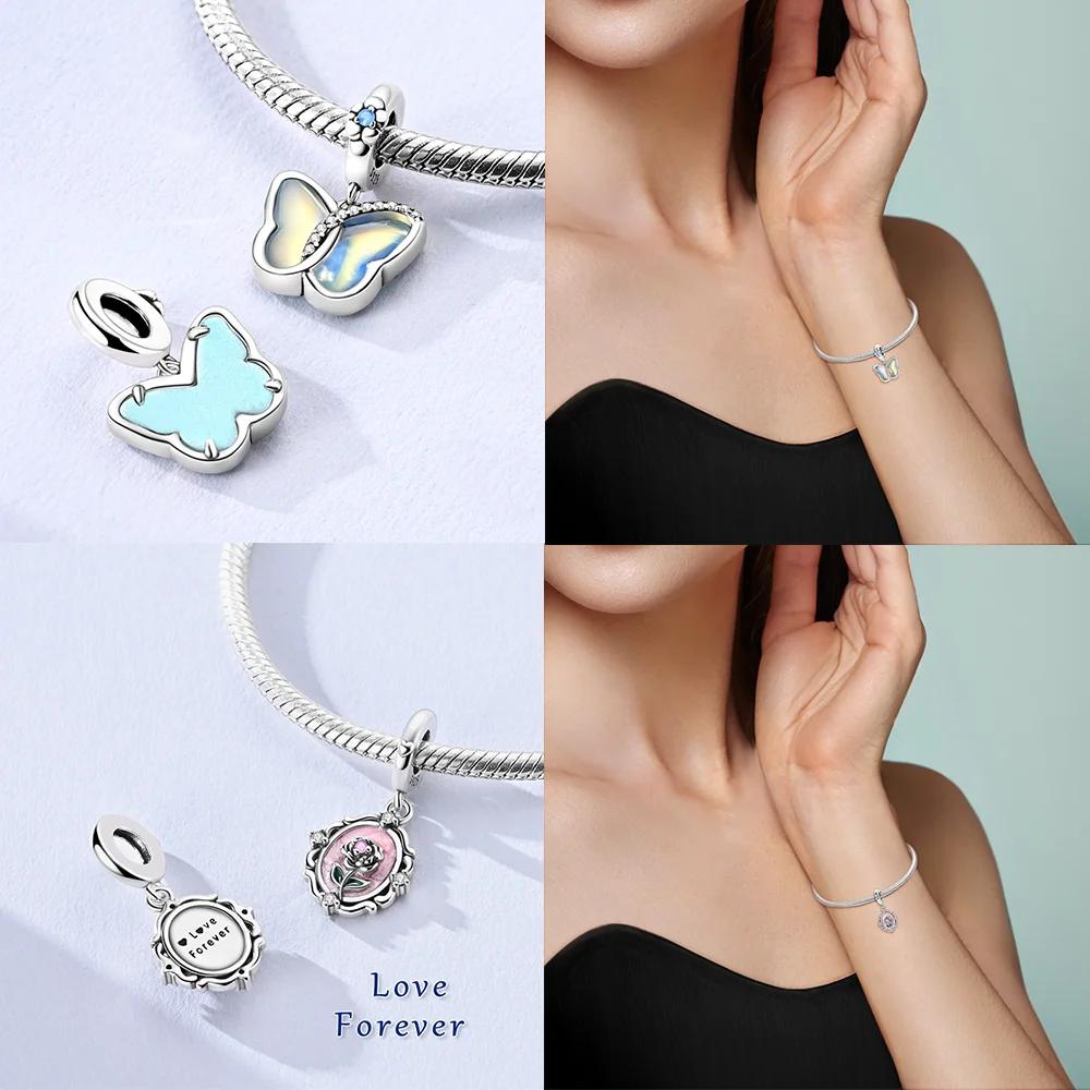 Charms Plata Originales Butterfly Turtlebeads For Charms Genuine Copper Bracelet Beads Jewellery Producing Women'S Present