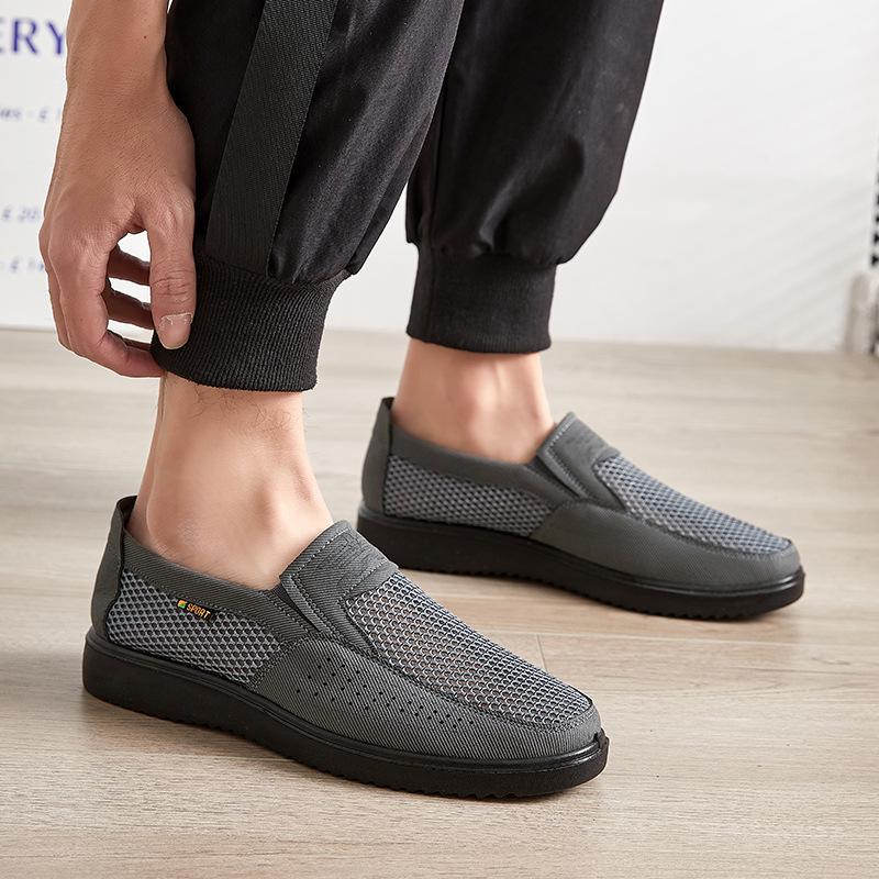 Men's Breathable Mesh Slip-On Shoes, Spring-Summer, Casual Plus Size
