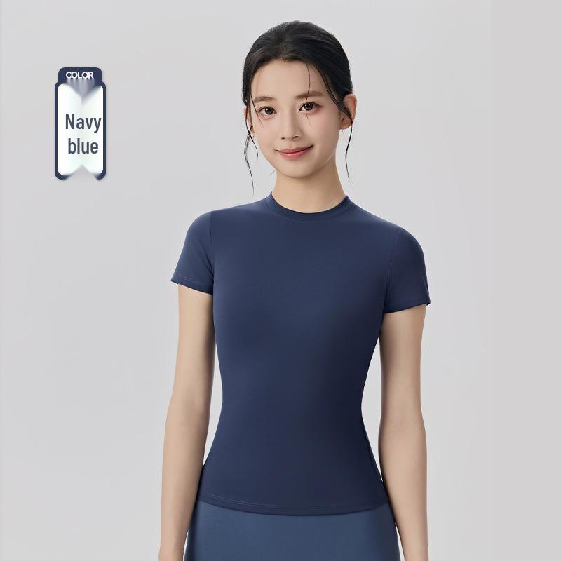 Women's Spring-Summer Slim Fit Yoga T-Shirt: Short Sleeve, Nude Feel, Outdoor Pilates & Running