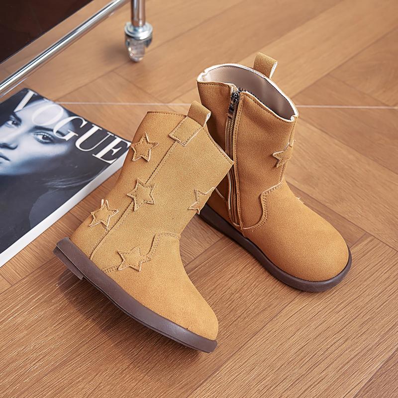 Girls Mid-calf Boots Autumn Winter New Versatile Children's Fashion Boots Chic Trend Kids Causal Boots Matte Leather Non-slip