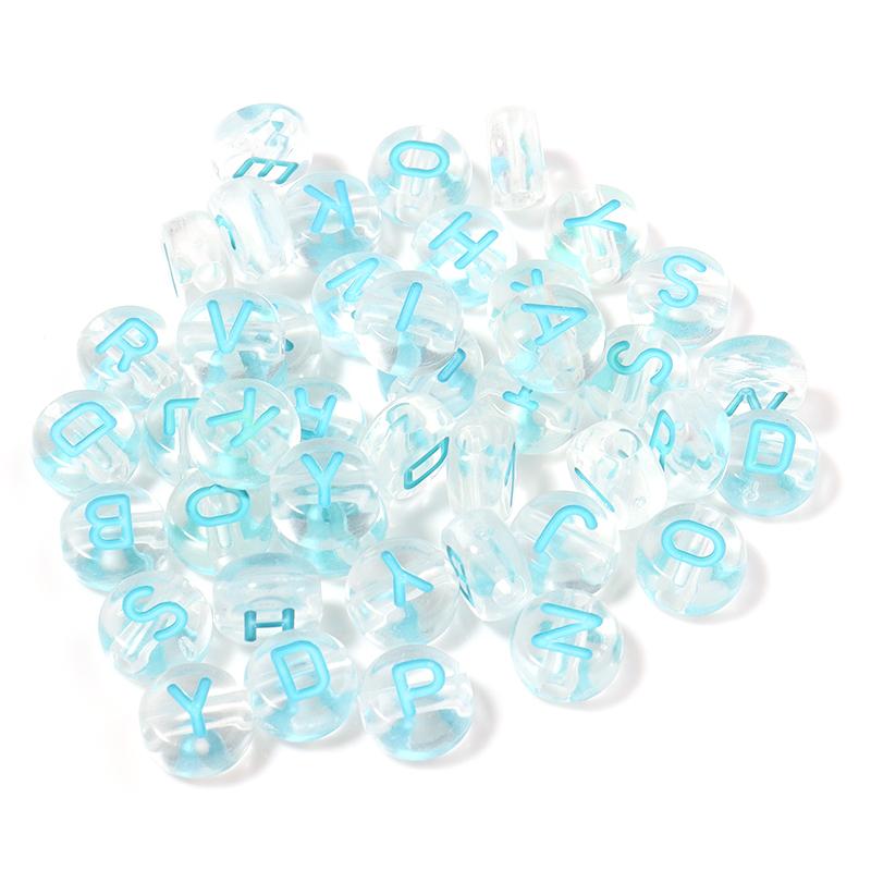 100pcs 7mm Colored Acrylic Alphabet Beads Mixed A-Z Letter Flat Round Loose Beads For Jewelry Making DIY Charm Bracelet Necklace