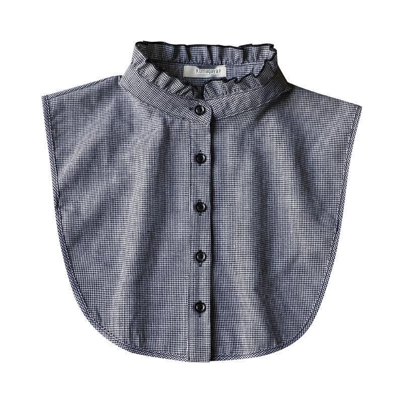 Women's Black Jacquard Cotton Dickey - Versatile Fake Collar for Spring Sweaters 